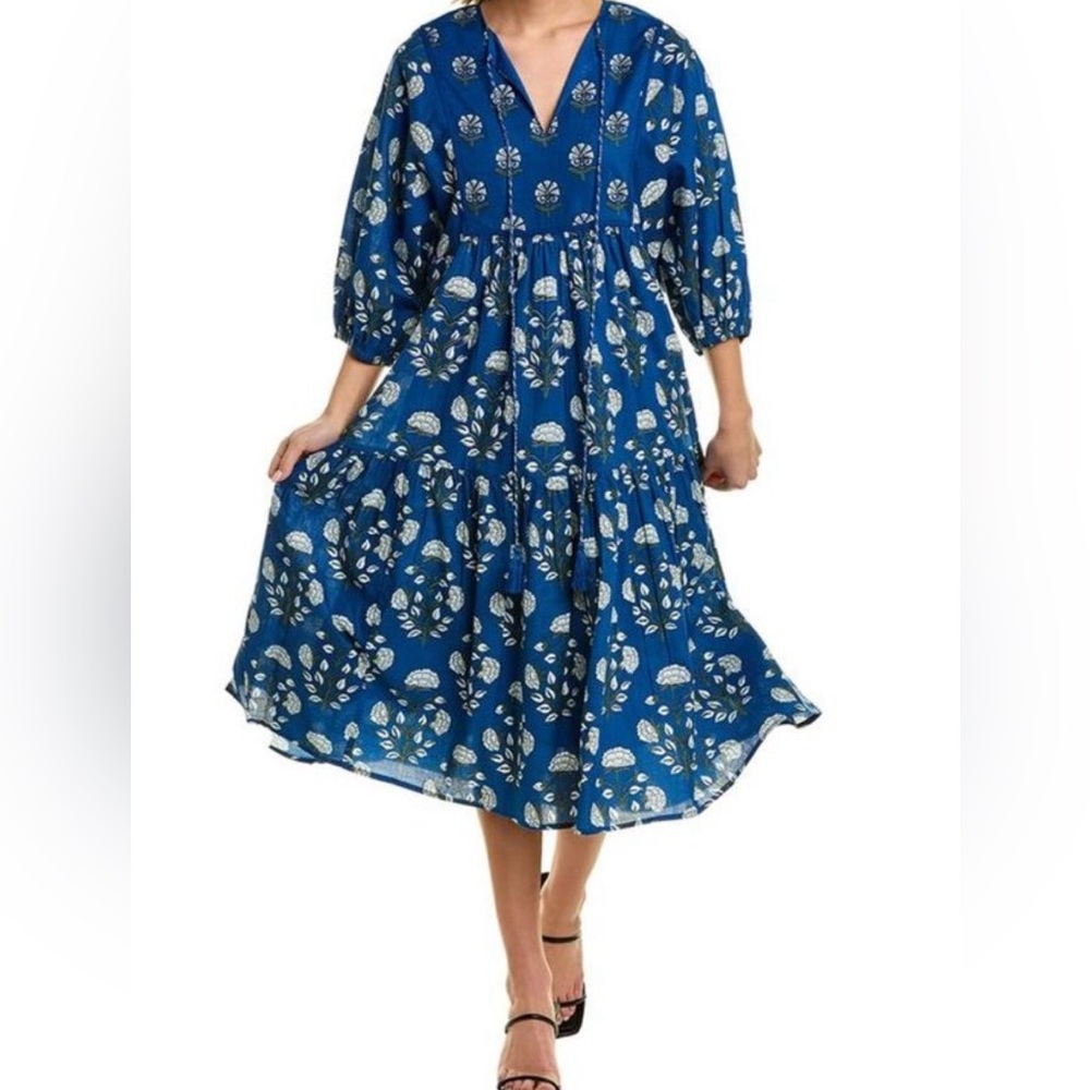 Chic Blue Floral Midi Dress